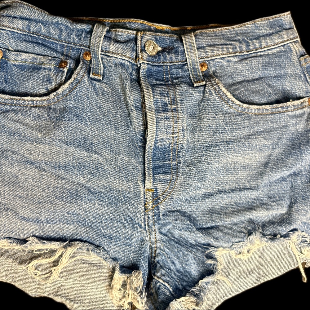 Levi's 501 Blue Distressed Jean Shorts W27